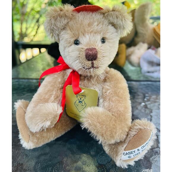 Casey Bear From “Casey and Quackers" by Sue Foskey Mohair Jointed 7.5” Hat 1988 - Picture 2 of 7